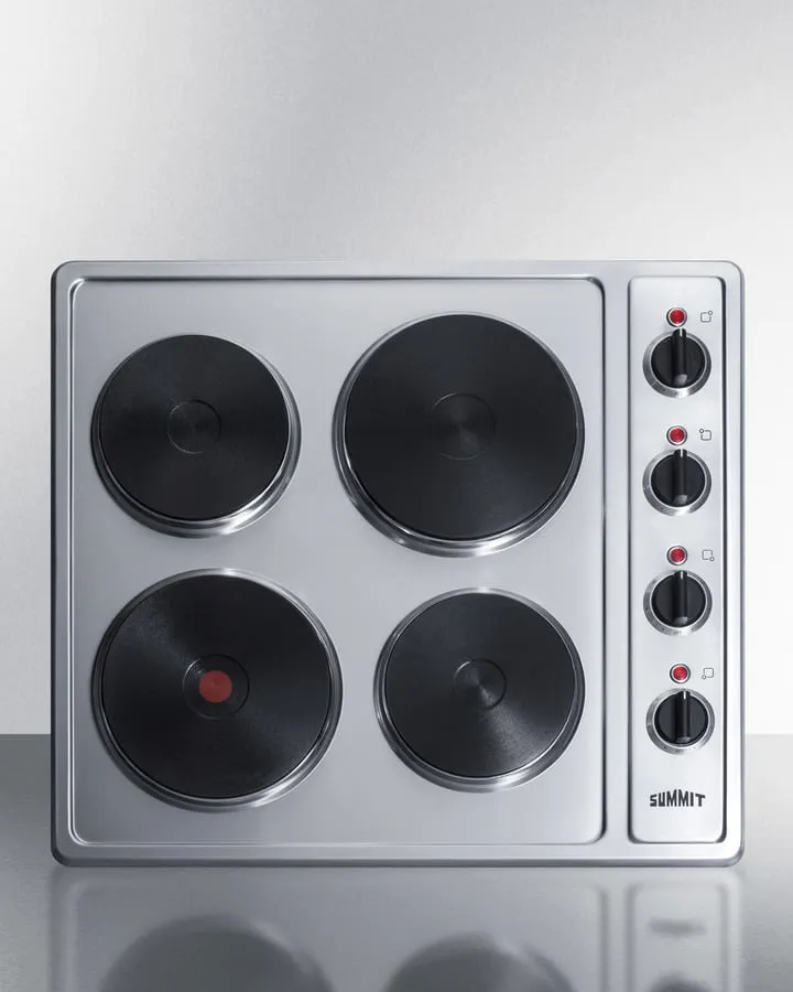 Summit CSD4B24 24" Wide 230V 4-Burner Solid Disk Cooktop Electric electric stove with convection oven