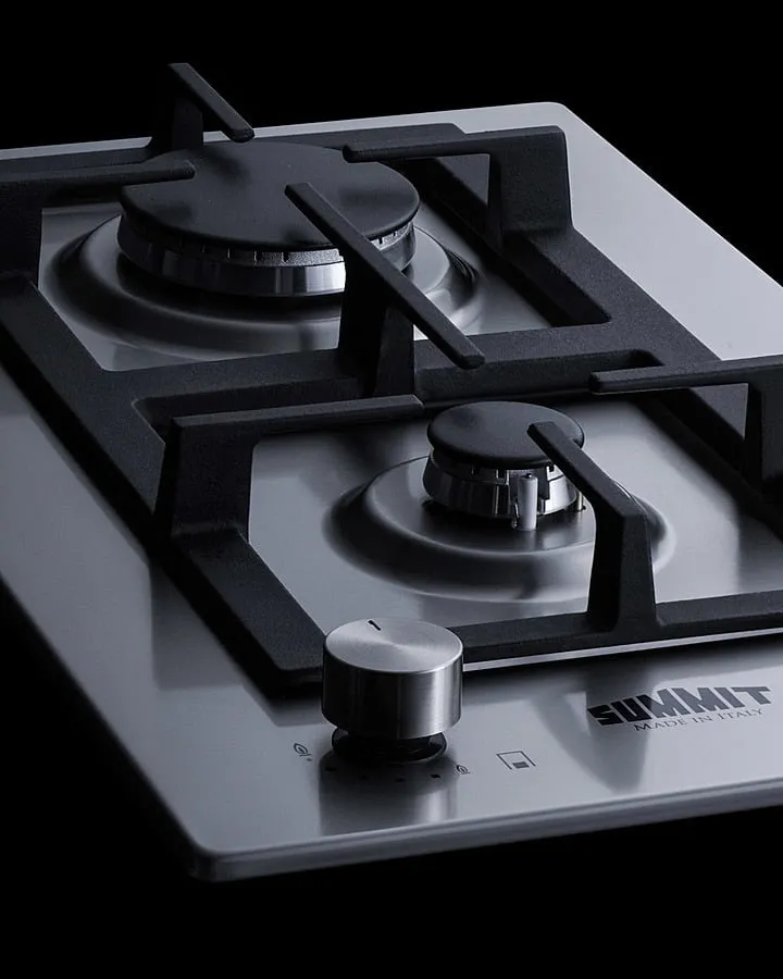 Summit GCJ2SS 12" Wide 2-Burner Gas Cooktop In Stainless Steel