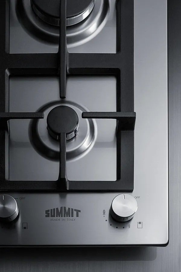 Summit GCJ2SS 12" Wide 2-Burner Gas Cooktop In Stainless Steel