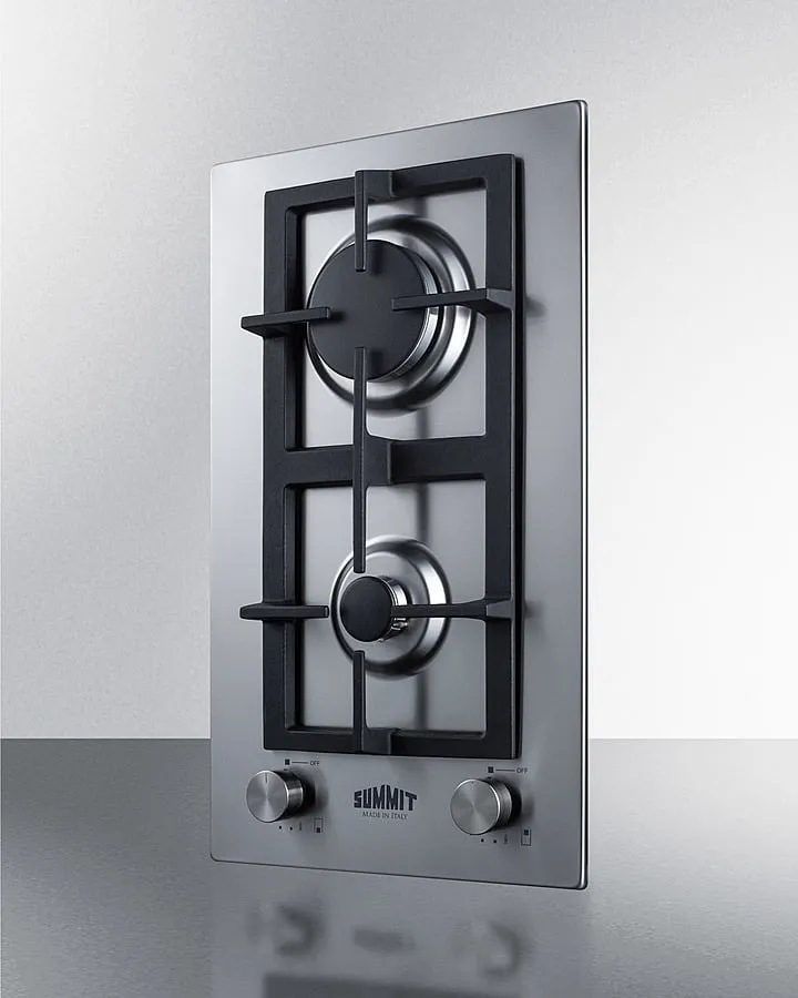 Summit GCJ2SS 12" Wide 2-Burner Gas Cooktop In Stainless Steel
