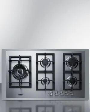 Summit GCJ536SSTK 34" Wide 5-Burner Gas Cooktop In Stainless Steel Gas 4 burner gas range for kitchen