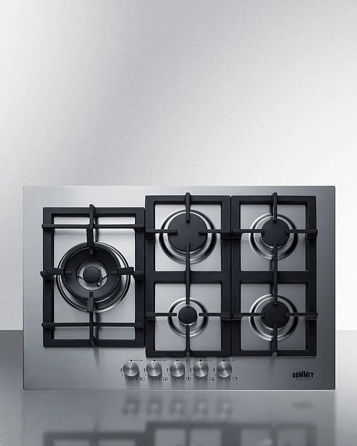 Summit GCJ5SS 30" Wide 5-Burner Gas Cooktop In Stainless Steel Gas 4 burner gas range for kitchen