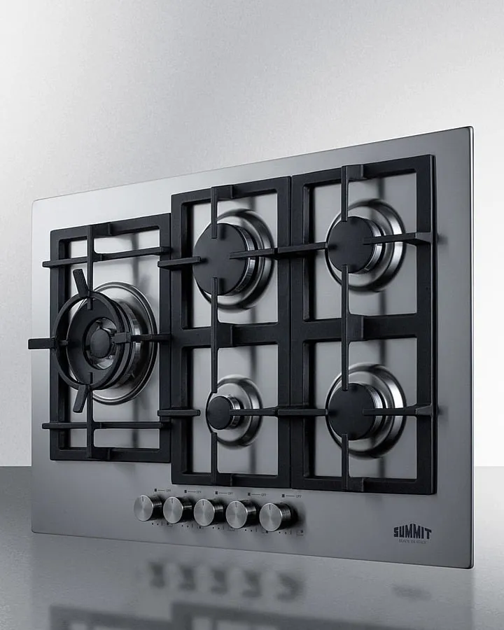 Summit GCJ5SS 30" Wide 5-Burner Gas Cooktop In Stainless Steel