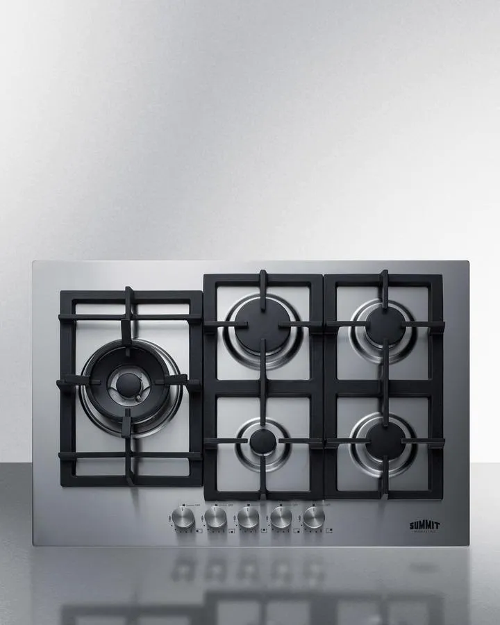 Summit GCJ5SSLP 30" Wide 5-Burner Propane Gas Cooktop In Stainless Steel Cooktops ceramic electric cooktops