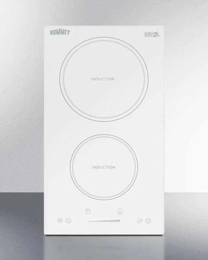 Summit SINC2B231W 12" Wide 208-240V 2-Zone Induction Cooktop Cooktops ceramic electric cooktops