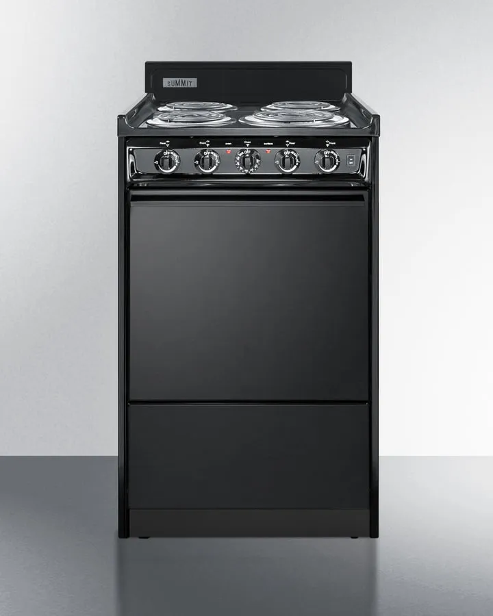 Summit TEM110C 20" Wide Electric Coil Range Slide In Ranges front control slide-in stove
