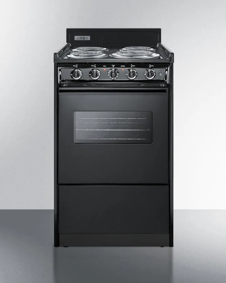 Summit TEM110CW 20" Wide Electric Coil Range Slide In Ranges front control slide-in stove