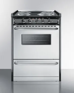 Summit TEM610BRWY 24" Wide Electric Coil Range Slide In Ranges front control slide-in stove