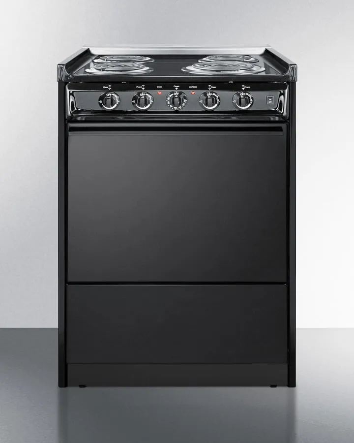 Summit TEM610CR 24" Wide Electric Coil Range Slide In Ranges front control slide-in stove