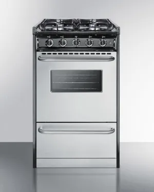 Summit TTM11027BRSW 20" Wide Gas Range Slide In Ranges front control slide-in stove