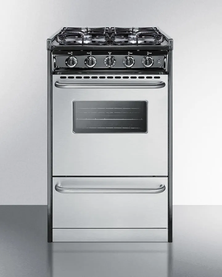 Summit TTM11027BRSW 20" Wide Gas Range Slide In Ranges front control slide-in stove