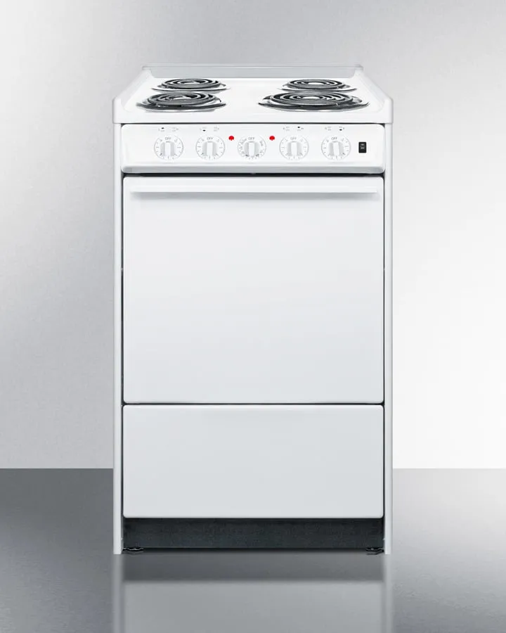 Summit WEM110R 20" Wide Electric Coil Top Range Slide In Ranges front control slide-in stove