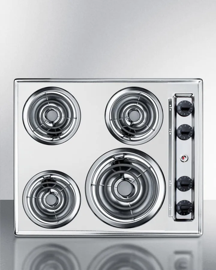 Summit ZEL03 24" Wide 230V 4-Burner Coil Cooktop Electric electric stove with convection oven