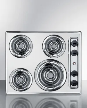 Summit ZEL03 24" Wide 230V 4-Burner Coil Cooktop Electric electric stove with convection oven