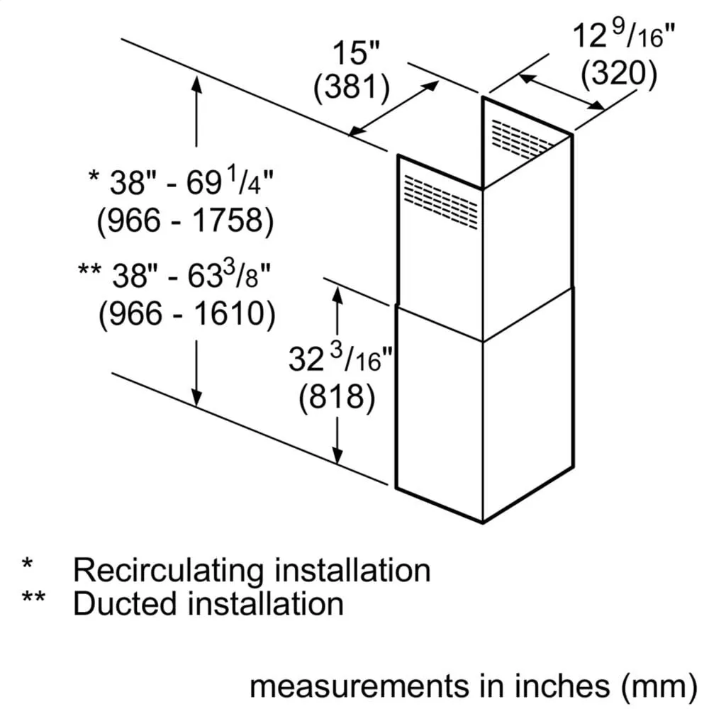 Thermador CHXTHDDW 9-12-Foot Ceilings Chimney Extension Kit For Masterpiece Chimney Drawer Hood Chxthddw