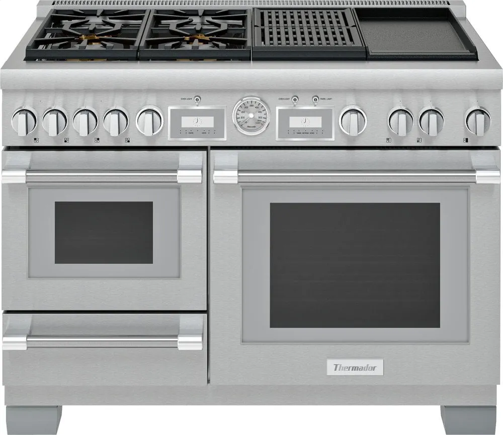 Thermador PRD48WCSGU 48-Inch Pro Grand Commercial Depth Dual Fuel Steam Range Professional Ranges commercial oven for home kitchen