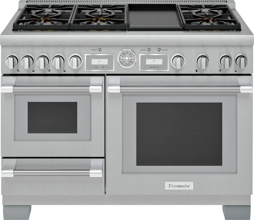 Thermador PRD48WDSGU 48-Inch Pro Grand Commercial Depth Dual Fuel Steam Range Professional Ranges 6 burner professional gas range