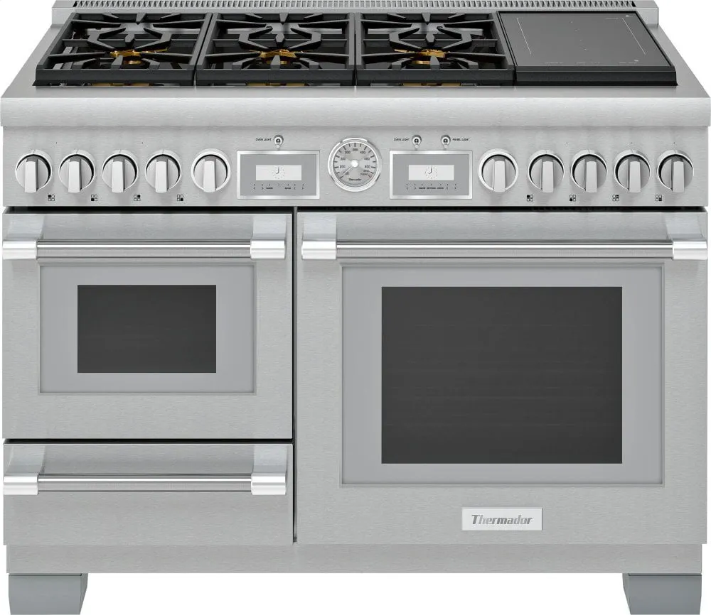 Thermador PRD48WISGU 48-Inch Pro Grand Commercial Depth Dual Fuel Steam Range Professional Ranges commercial oven for home kitchen
