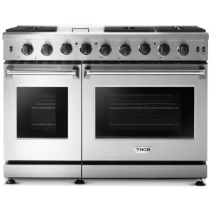 Thor Kitchen LRG4807ULP 48 Inch Gas Range In Stainless Steel - Liquid Propane Professional Ranges dual fuel professional range 36 inch