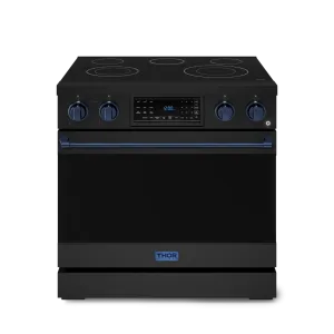 Thor Kitchen RSE36BBLU 36 Inch Professional Electric Range With Tilt Panel Touch Control In Black/Navy Blue Gordon Ramsay Series - Rse36B-Blu Freestanding Ranges freestanding dual fuel range 30 inch