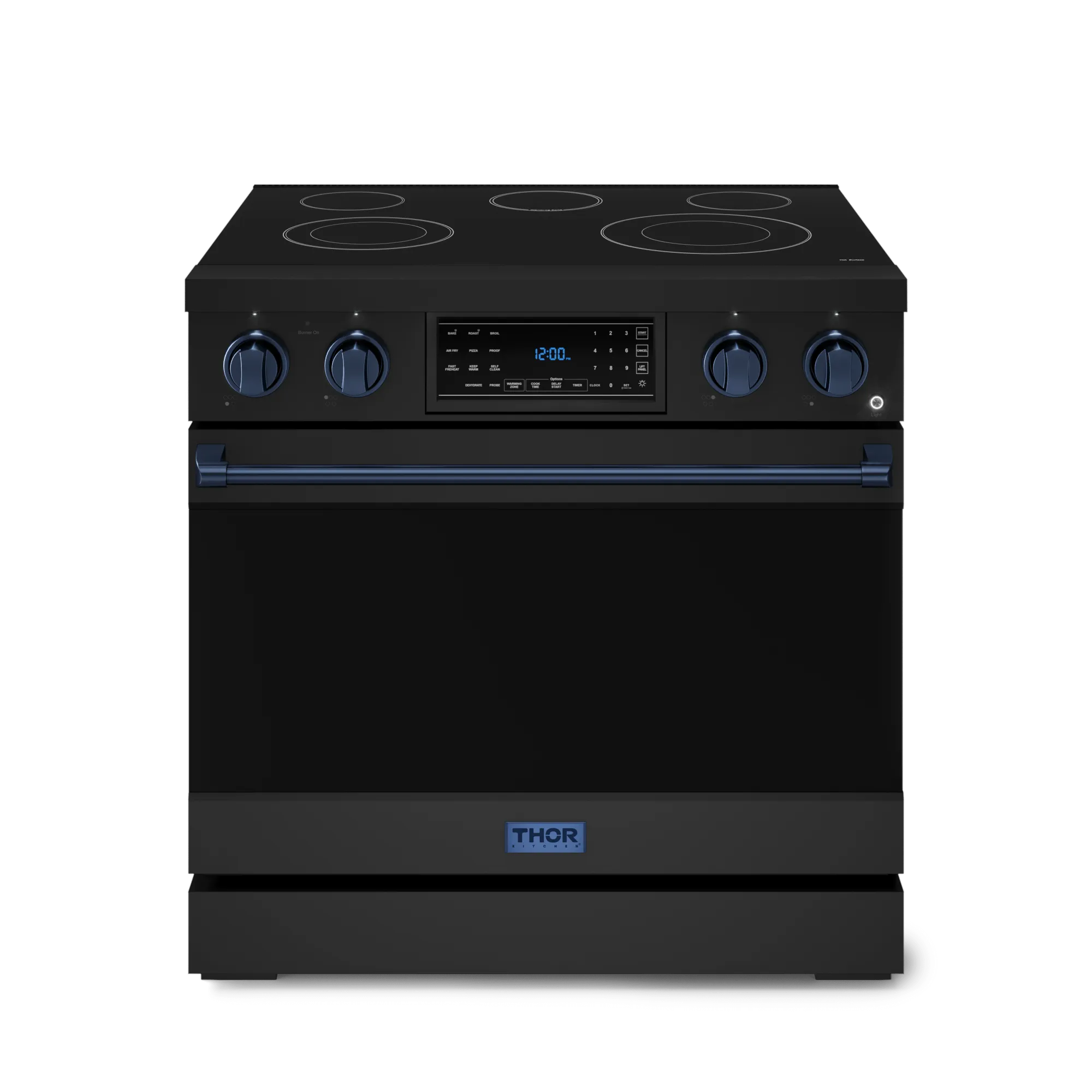 Thor Kitchen RSE36BBLU 36 Inch Professional Electric Range With Tilt Panel Touch Control In Black/Navy Blue Gordon Ramsay Series - Rse36B-Blu Freestanding Ranges freestanding dual fuel range 30 inch