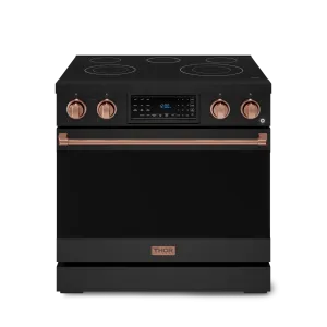 Thor Kitchen RSE36BRSG 36 Inch Professional Electric Range With Tilt Panel Touch Control In Black/Rose Gold Gordon Ramsay Series - Rse36B-Rsg Freestanding Ranges freestanding dual fuel range 30 inch