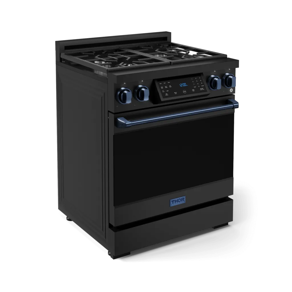 Thor Kitchen RSG30BBLU 30 Inch Professional Gas Range With Tilt Panel Touch Control In Matte Black/Blue Gordon Ramsay Series - Rsg30B-Blu