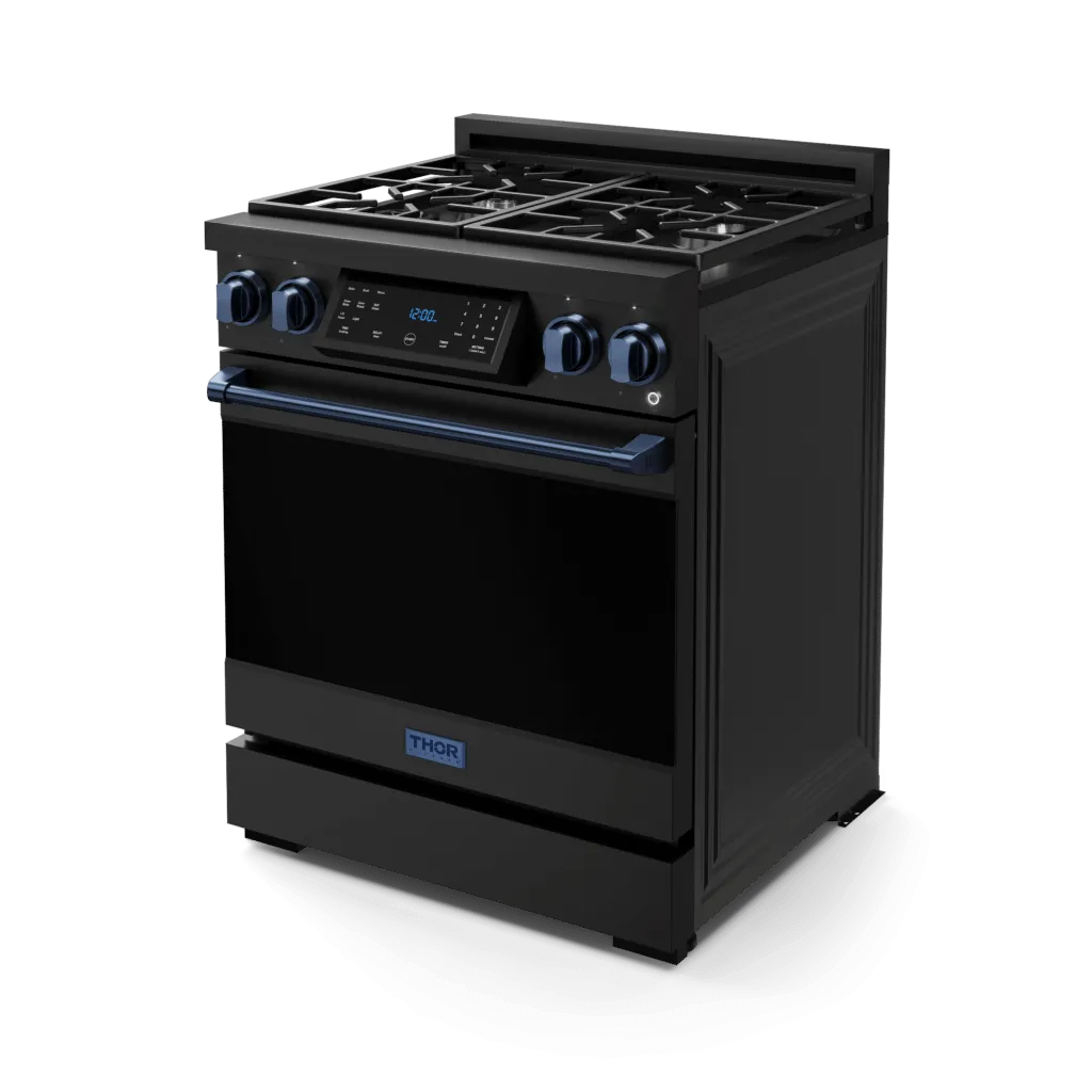 Thor Kitchen RSG30BBLU 30 Inch Professional Gas Range With Tilt Panel Touch Control In Matte Black/Blue Gordon Ramsay Series - Rsg30B-Blu