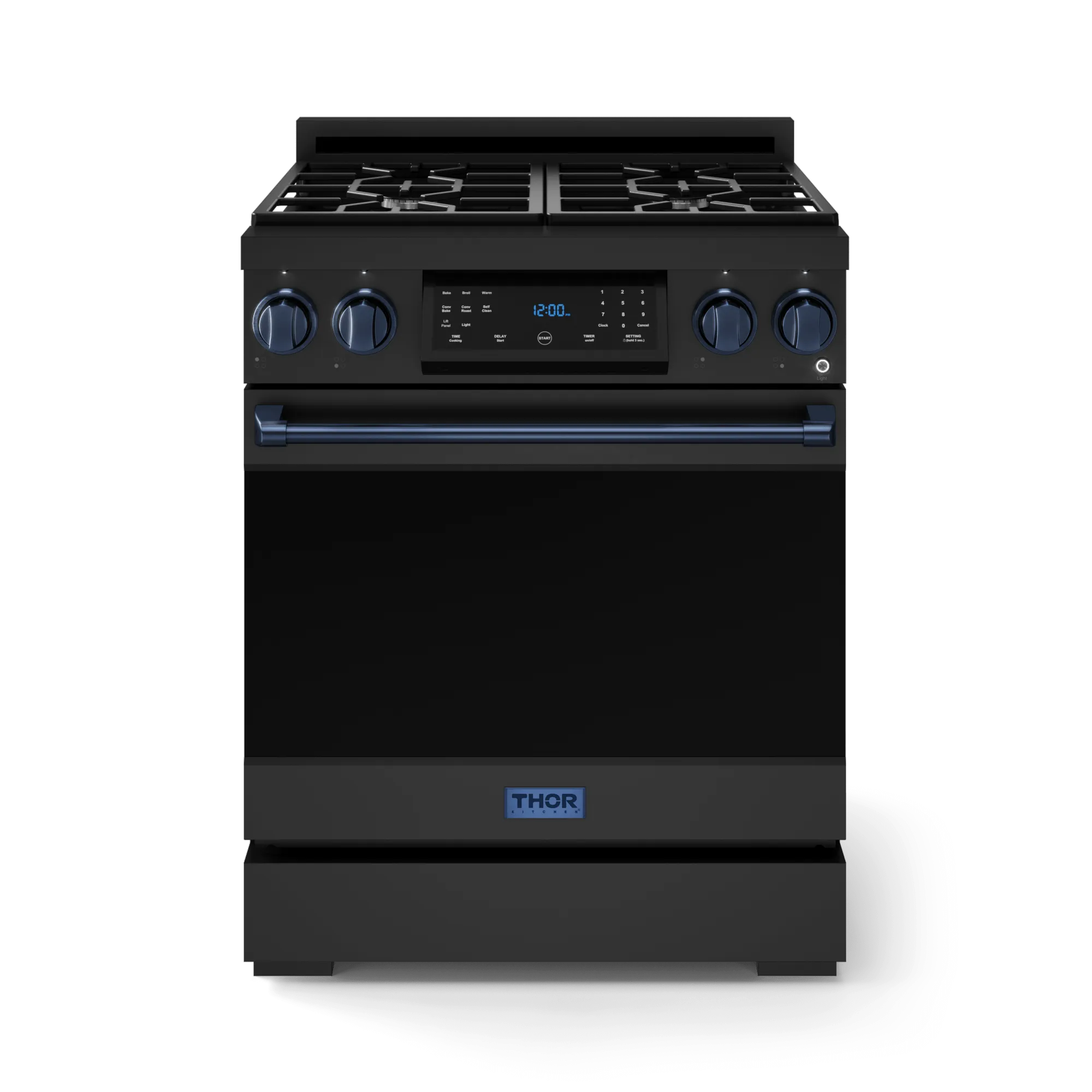 Thor Kitchen RSG30BBLU 30 Inch Professional Gas Range With Tilt Panel Touch Control In Matte Black/Blue Gordon Ramsay Series - Rsg30B-Blu Professional Ranges dual fuel professional range 36 inch