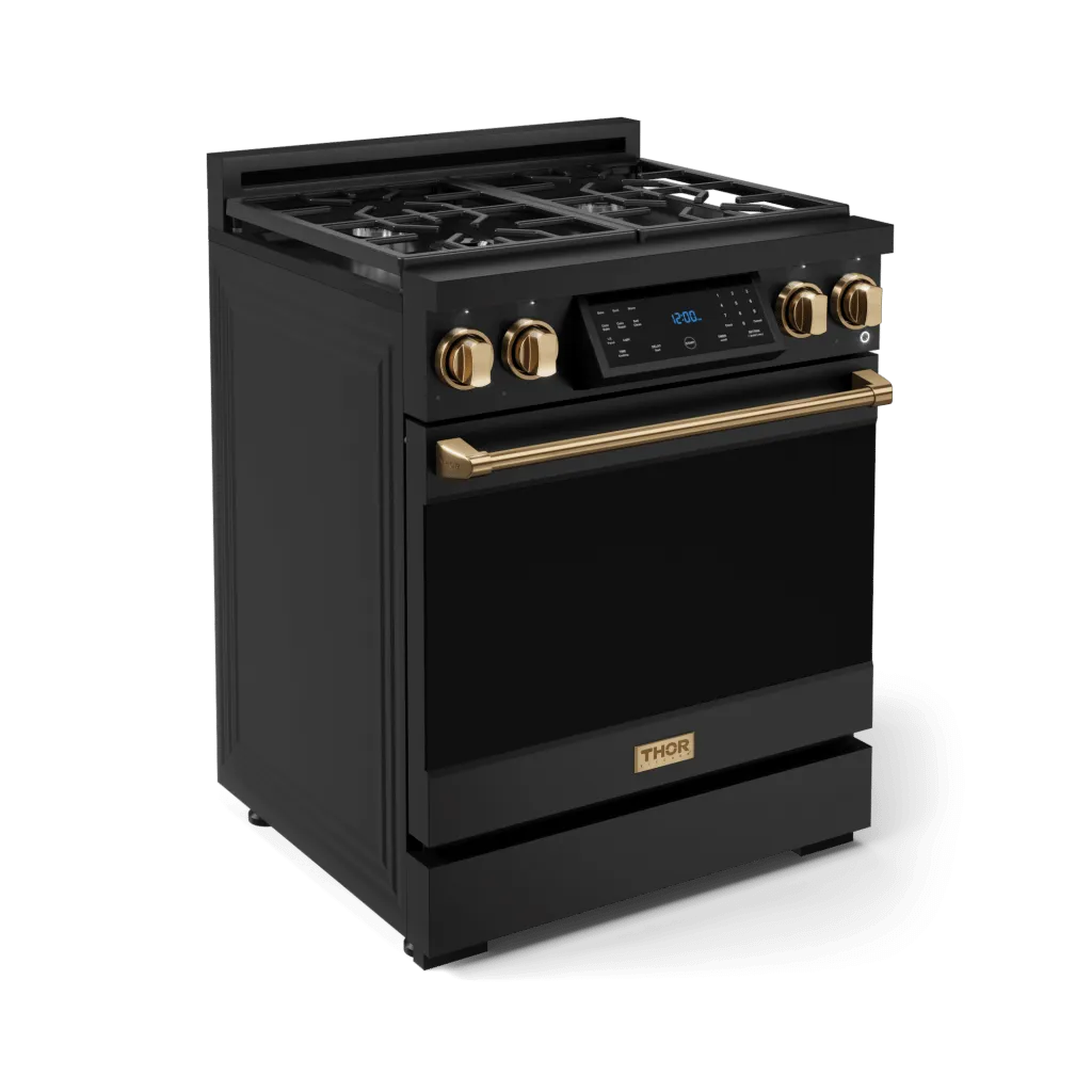 Thor Kitchen RSG30BBRZ 30 Inch Professional Gas Range With Tilt Panel Touch Control In Matte Black/Bronze Gordon Ramsay Series - Rsg30B-Brz