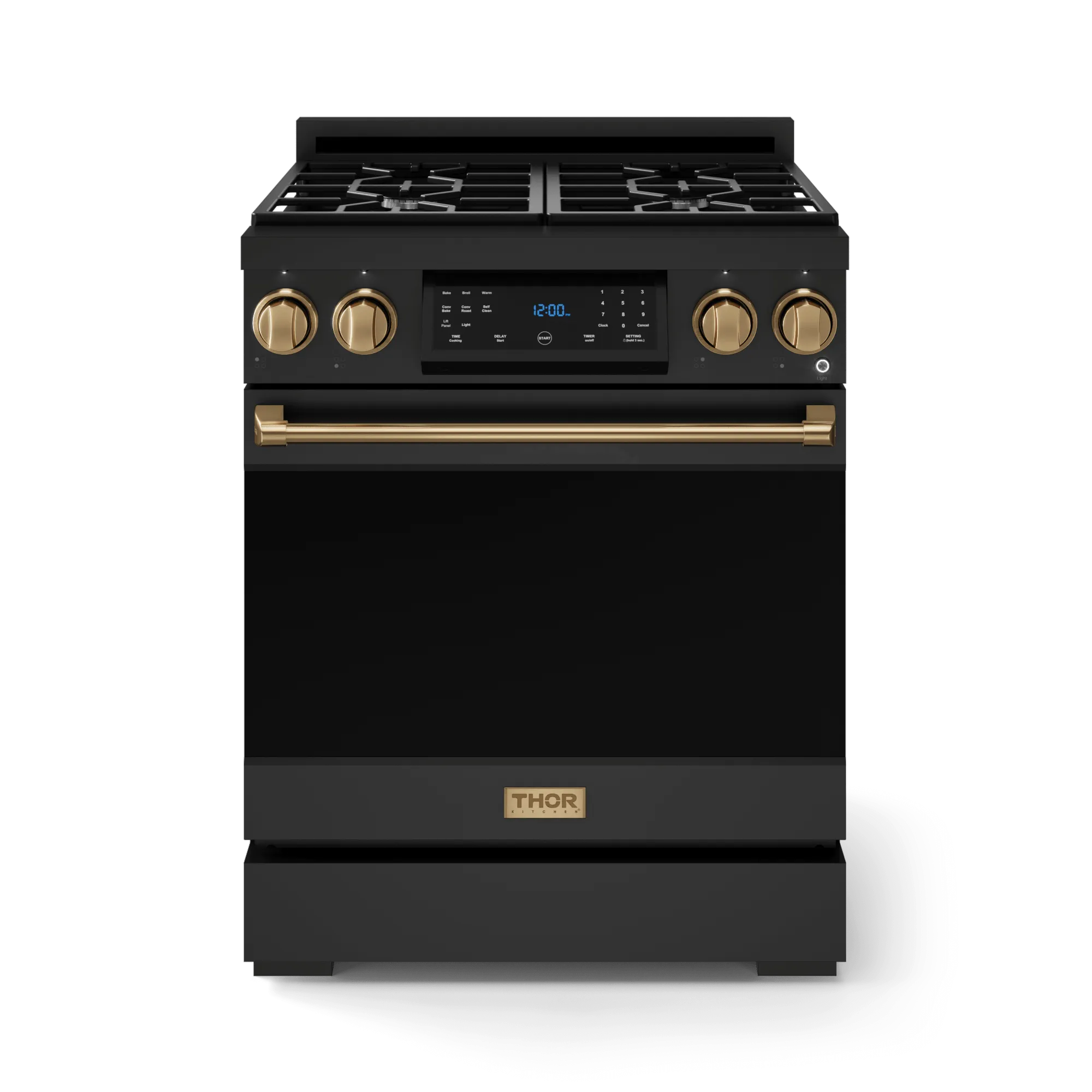 Thor Kitchen RSG30BBRZ 30 Inch Professional Gas Range With Tilt Panel Touch Control In Matte Black/Bronze Gordon Ramsay Series - Rsg30B-Brz Professional Ranges dual fuel professional range 36 inch