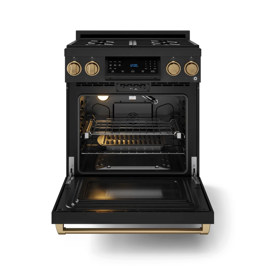 Thor Kitchen RSG30BBRZ 30 Inch Professional Gas Range With Tilt Panel Touch Control In Matte Black/Bronze Gordon Ramsay Series - Rsg30B-Brz