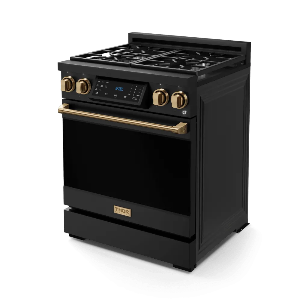 Thor Kitchen RSG30BBRZ 30 Inch Professional Gas Range With Tilt Panel Touch Control In Matte Black/Bronze Gordon Ramsay Series - Rsg30B-Brz