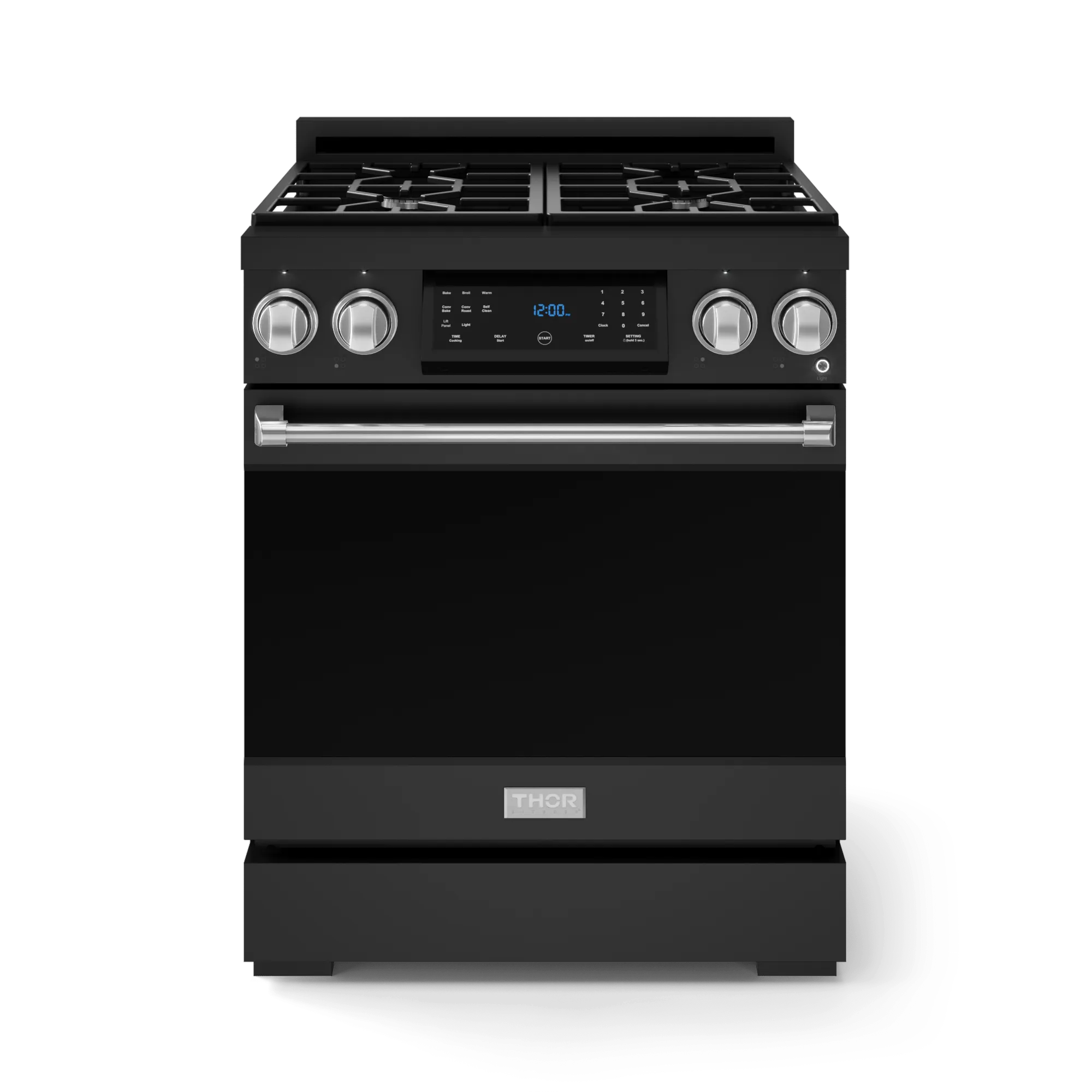 Thor Kitchen RSG30BSS 30 Inch Professional Gas Range With Tilt Panel Touch Control In Matte Black/Stainless Steel Gordon Ramsay Series - Rsg30B-Ss Professional Ranges dual fuel professional range 36 inch