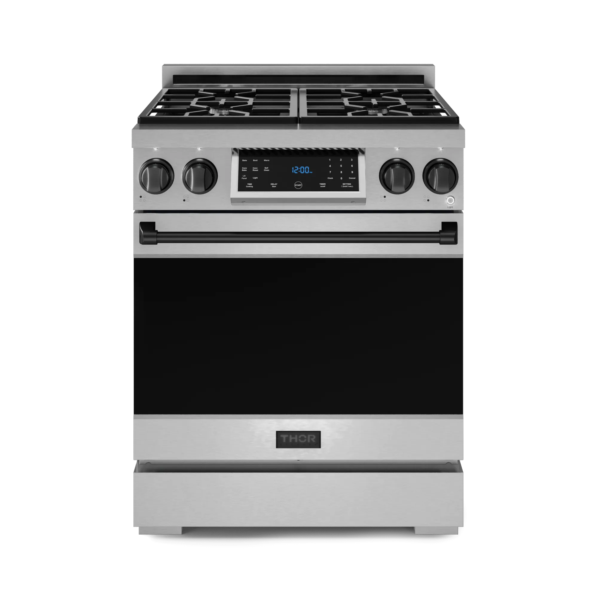 Thor Kitchen RSG30LPBLK 30 Inch Professional Lp Range With Tilt Panel Touch Control In Stainless Steel/Black Gordon Ramsay Series - Rsg30Lp-Blk Professional Ranges dual fuel professional range 36 inch