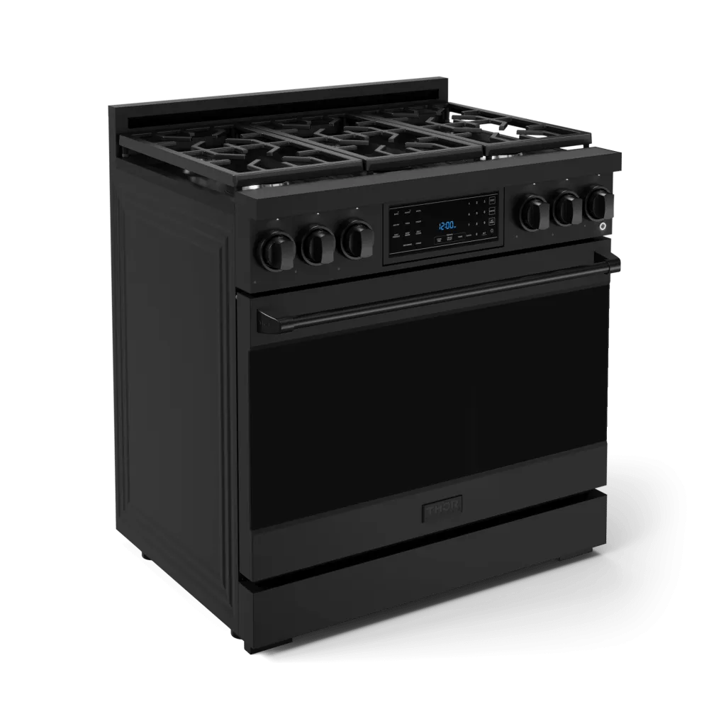 Thor Kitchen RSG36B 36 Inch Professional Gas Range With Tilt Panel Touch Control In Black Gordon Ramsay Series - Rsg36B