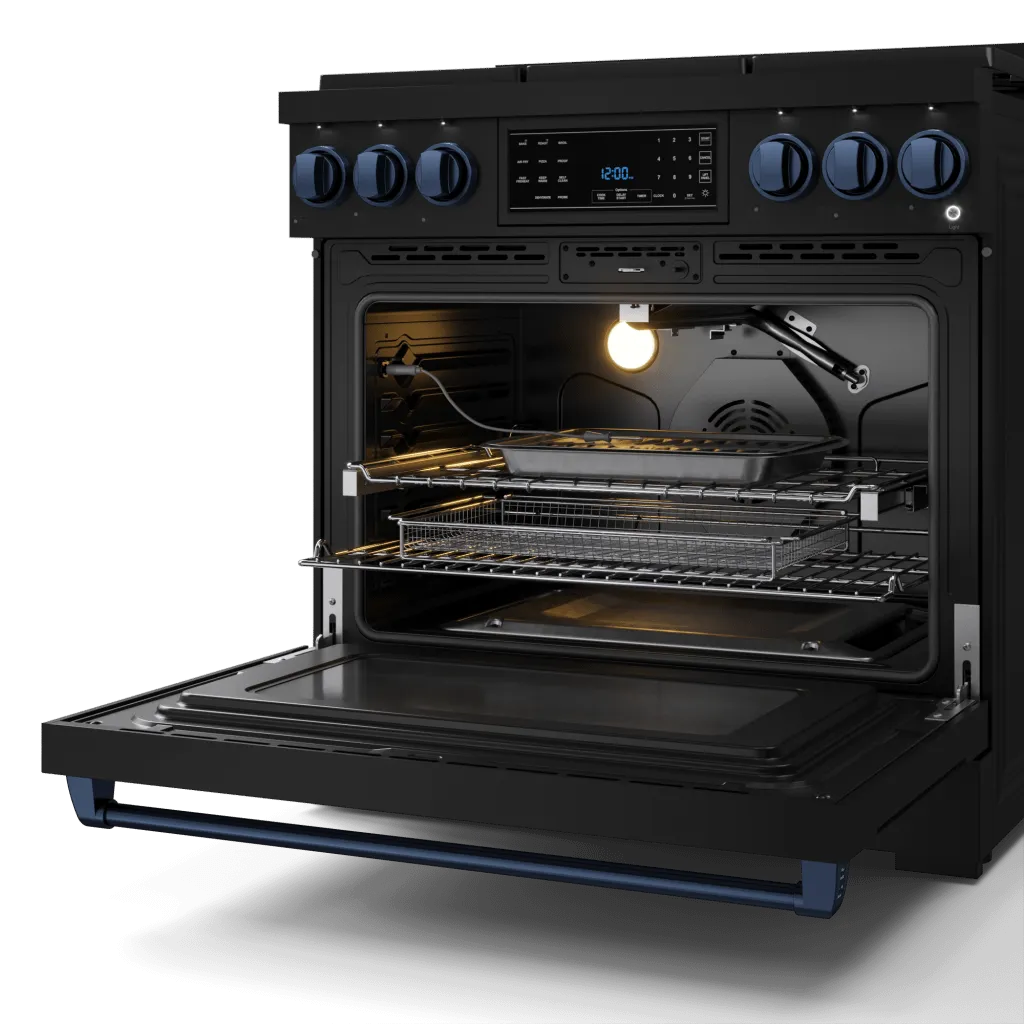 Thor Kitchen RSG36BBLU 36 Inch Professional Gas Range With Tilt Panel Touch Control In Stainless Black/Blue Gordon Ramsay Series - Rsg36B-Blu