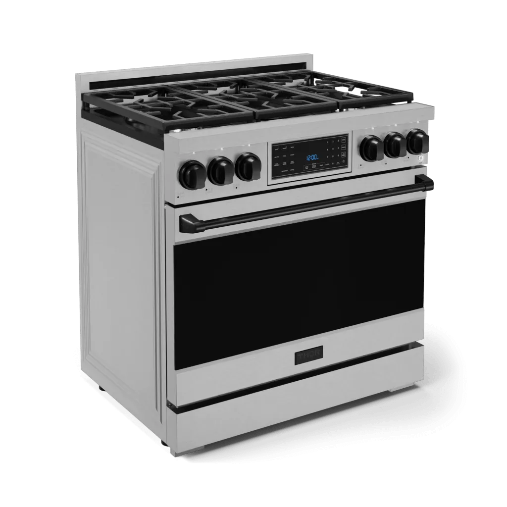 Thor Kitchen RSG36BLK 36 Inch Professional Gas Range With Tilt Panel Touch Control In Stainless Steel/Black Gordon Ramsay Series - Rsg36-Blk