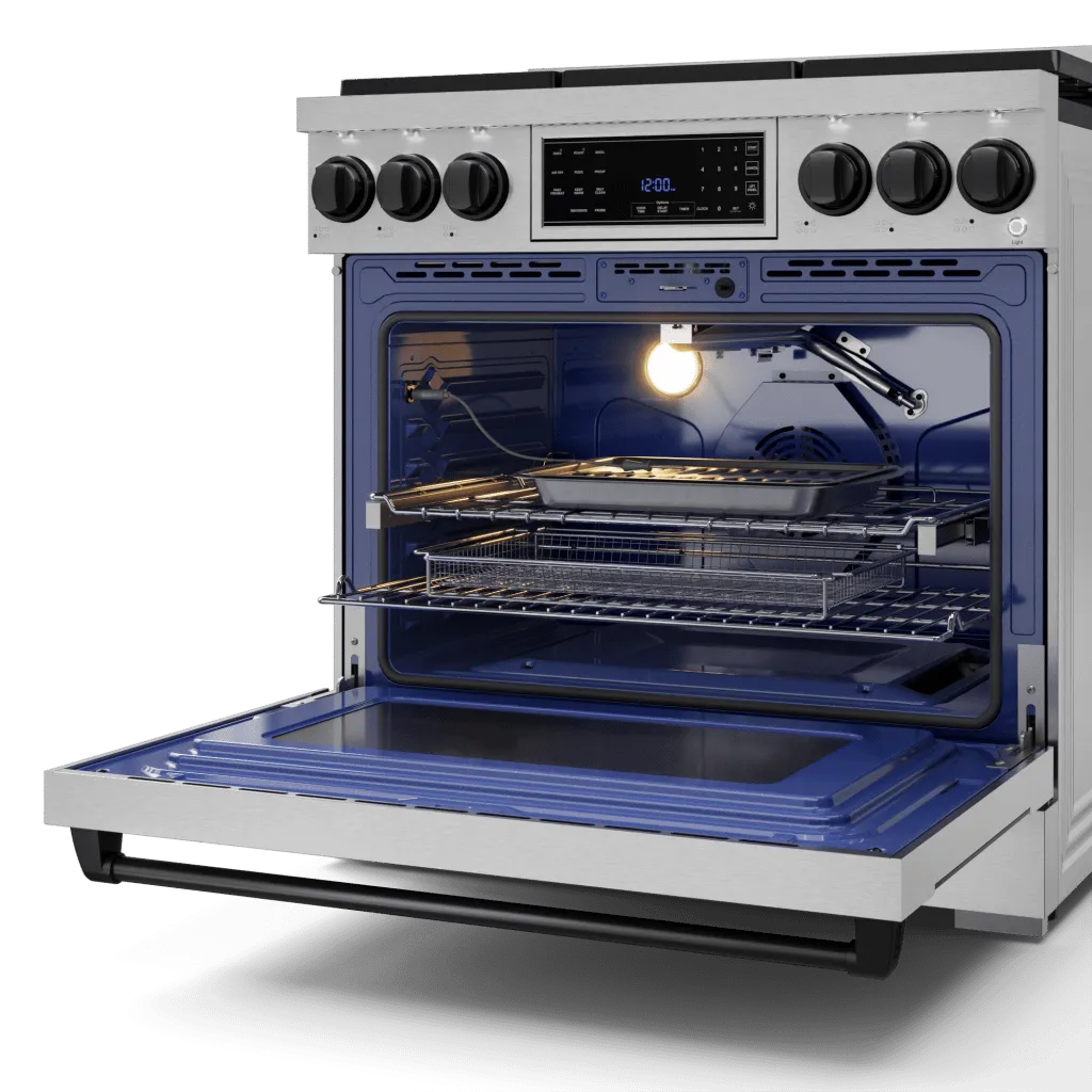 Thor Kitchen RSG36BLK 36 Inch Professional Gas Range With Tilt Panel Touch Control In Stainless Steel/Black Gordon Ramsay Series - Rsg36-Blk