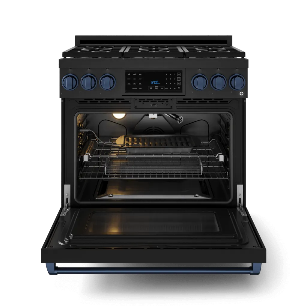 Thor Kitchen RSG36BLPBLU 36 Inch Professional Lp Range With Tilt Panel Touch Control In Stainless Black/Blue Gordon Ramsay Series - Rsg36Blp-Blu