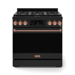 Thor Kitchen RSG36BRSG 36 Inch Professional Gas Range With Tilt Panel Touch Control In Black/Rose Gold Gordon Ramsay Series - Rsg36B-Rsg Professional Ranges dual fuel professional range 36 inch