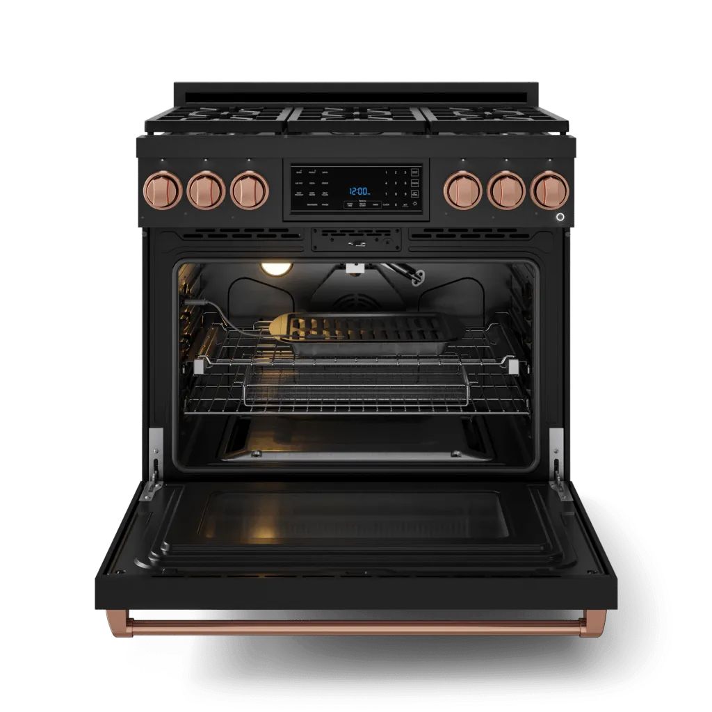 Thor Kitchen RSG36BRSG 36 Inch Professional Gas Range With Tilt Panel Touch Control In Black/Rose Gold Gordon Ramsay Series - Rsg36B-Rsg