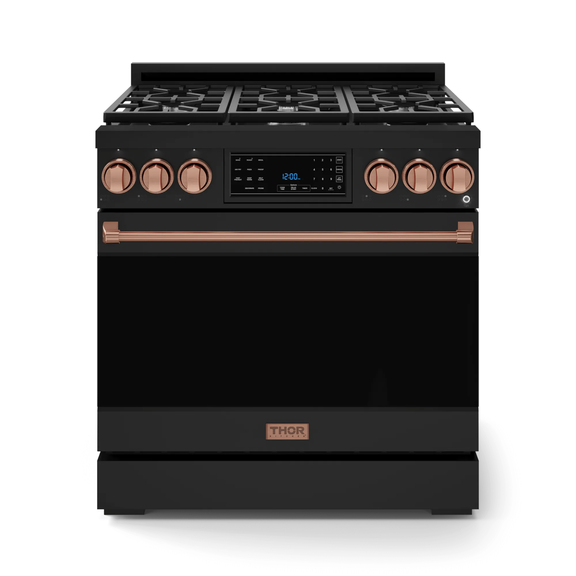 Thor Kitchen RSG36BRSG 36 Inch Professional Gas Range With Tilt Panel Touch Control In Black/Rose Gold Gordon Ramsay Series - Rsg36B-Rsg Professional Ranges dual fuel professional range 36 inch