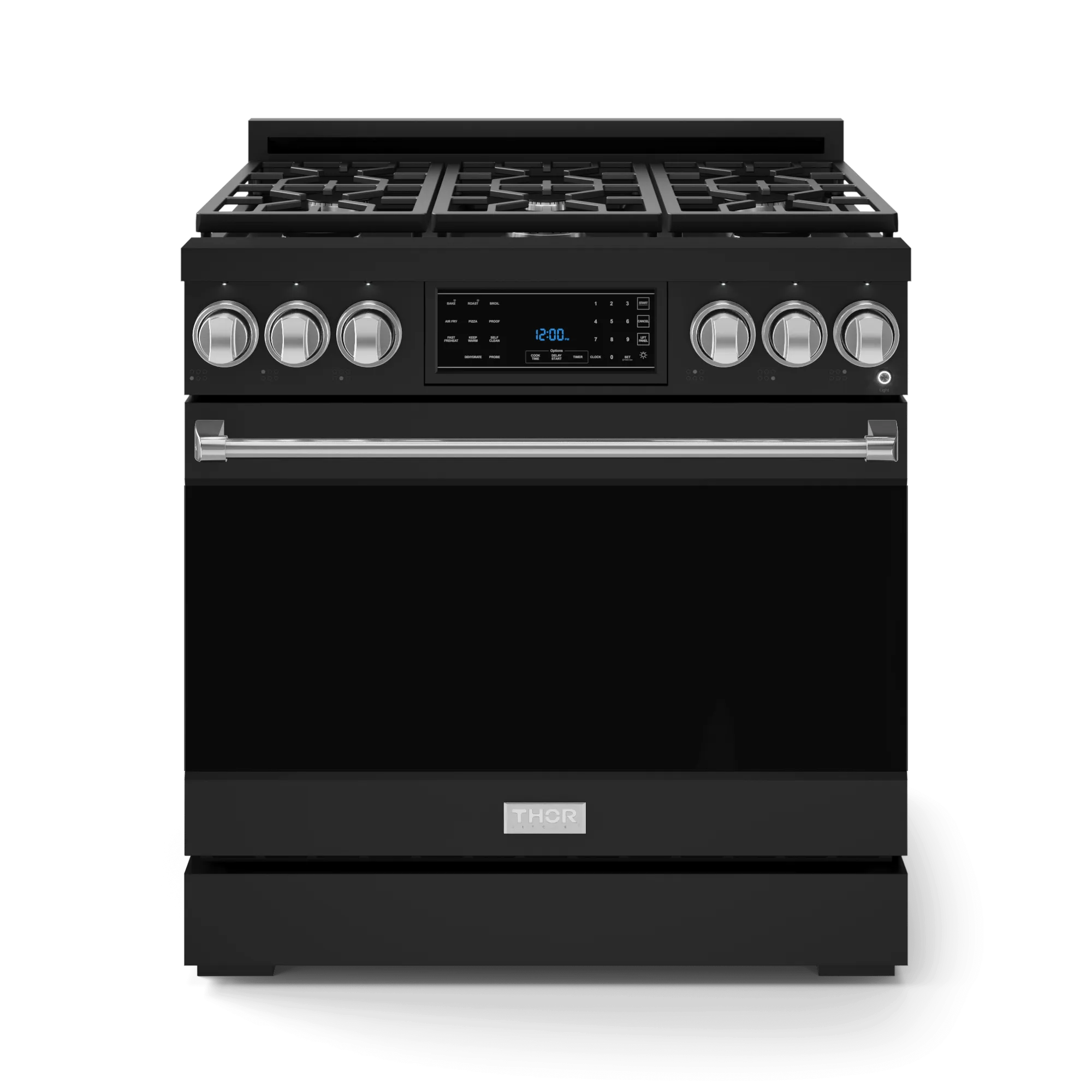 Thor Kitchen RSG36BSS 36 Inch Professional Gas Range With Tilt Panel Touch Control In Stainless Black/Stainless Steel Gordon Ramsay Series - Rsg36B-Ss Professional Ranges dual fuel professional range 36 inch