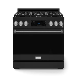 Thor Kitchen RSG36BSS 36 Inch Professional Gas Range With Tilt Panel Touch Control In Stainless Black/Stainless Steel Gordon Ramsay Series - Rsg36B-Ss Professional Ranges dual fuel professional range 36 inch