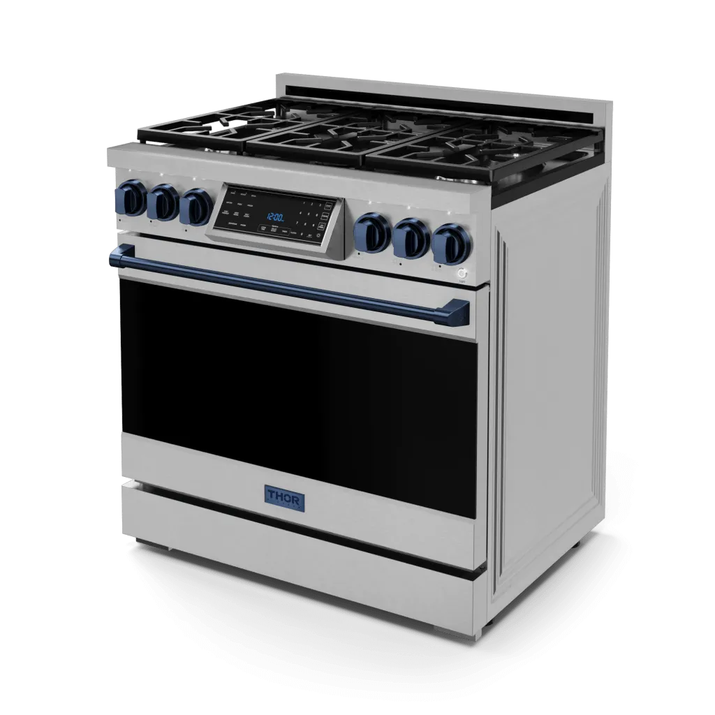 Thor Kitchen RSG36LPBLU 36 Inch Professional Lp Range With Tilt Panel Touch Control In Stainless Steel/Blue Gordon Ramsay Series - Rsg36Lp-Blu