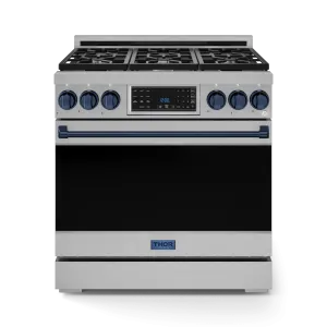 Thor Kitchen RSG36LPBLU 36 Inch Professional Lp Range With Tilt Panel Touch Control In Stainless Steel/Blue Gordon Ramsay Series - Rsg36Lp-Blu Professional Ranges dual fuel professional range 36 inch