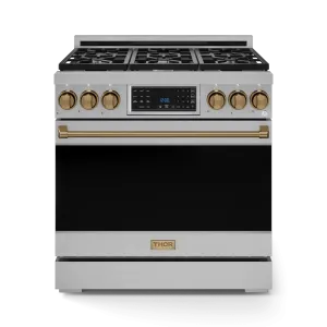 Thor Kitchen RSG36LPBRZ 36 Inch Professional Lp Range With Tilt Panel Touch Control In Stainless Steel/Bronze Gordon Ramsay Series - Rsg36Lp-Brz Professional Ranges dual fuel professional range 36 inch