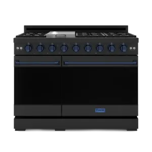Thor Kitchen RSG48EBBLU 48 Inch Professional Gas Range With Pro-Style Knobs In Black/Blue Gordon Ramsay Series - Rsg48Eb-Blu Professional Ranges dual fuel professional range 36 inch