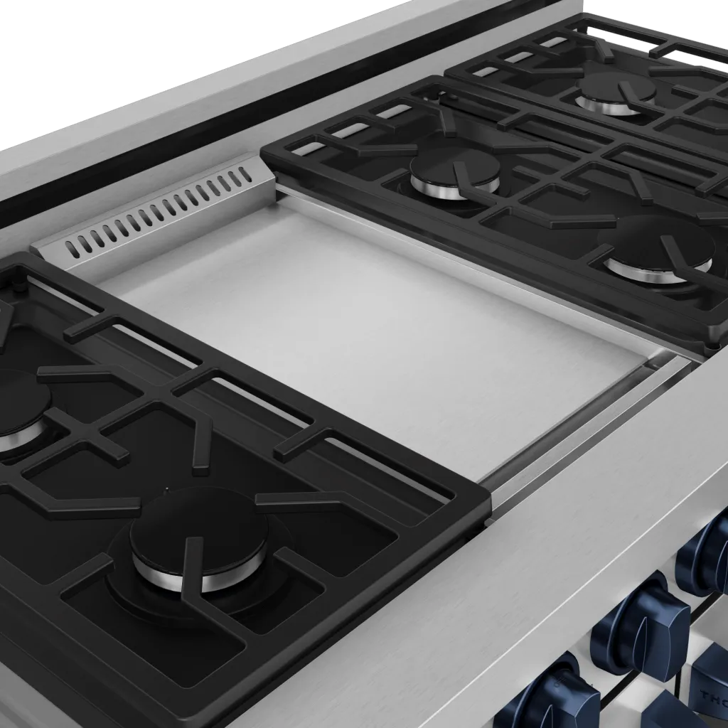 Thor Kitchen RSG48EBLU 48 Inch Professional Gas Range With Pro-Style Knobs In Stainless Steel/Blue Gordon Ramsay Series - Rsg48E-Blu